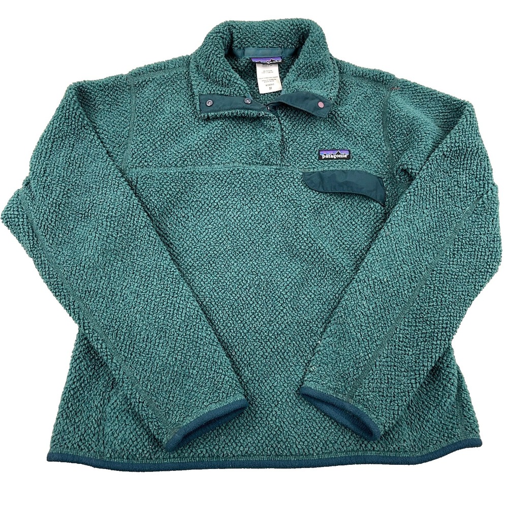 Patagonia Sweater Women Medium Green Pullover Snap T Retool Fleece Better Pocket